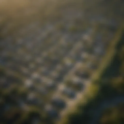 Aerial view of diverse land parcels showing varying characteristics