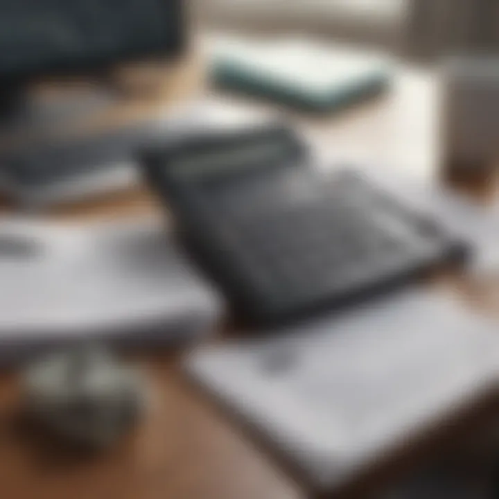 Calculator and tax forms on a desk