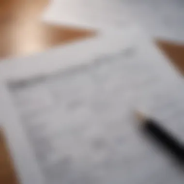 Detailed tax return forms laid out on a desk