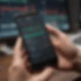 User navigating stock market app on a smartphone