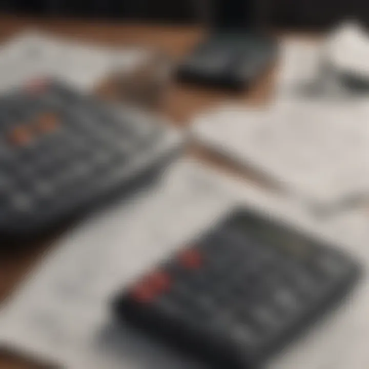 Close-up of a calculator and investment documents