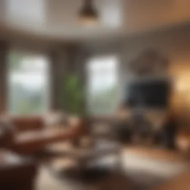 A cozy interior of a well-decorated living room