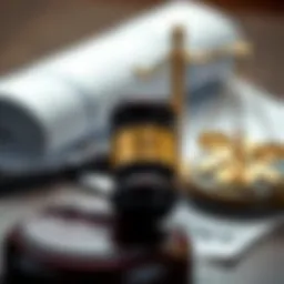 Legal documents and court gavel