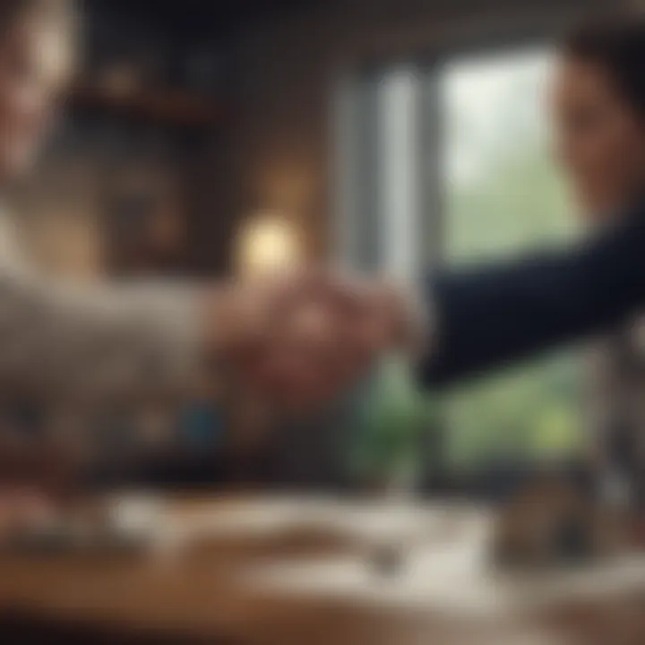 A handshake between a seller and a real estate agent during closing