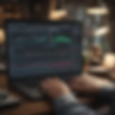 Market Trends Analysis An investor analyzing market trends on a laptop